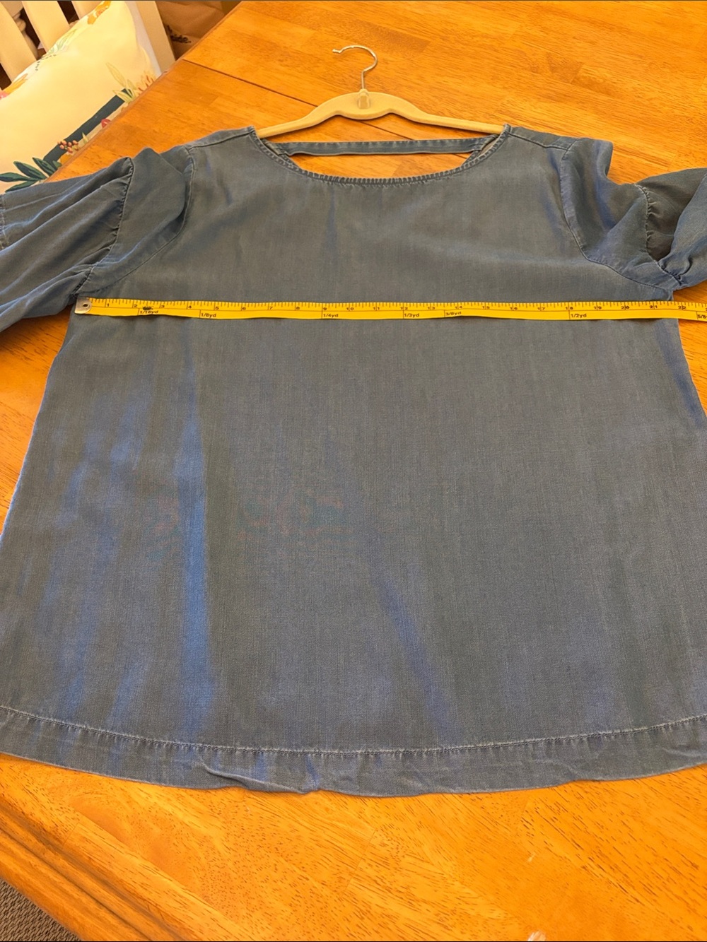 LOFT Blue Chambray Ruffle-Sleeve Tunic - Picture 10 of 12